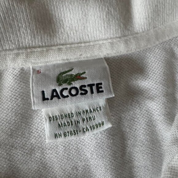 Lacoste White Mens Long Polo Long Sleeve Shirt size 5 men’s large - Picture 4 of 7
